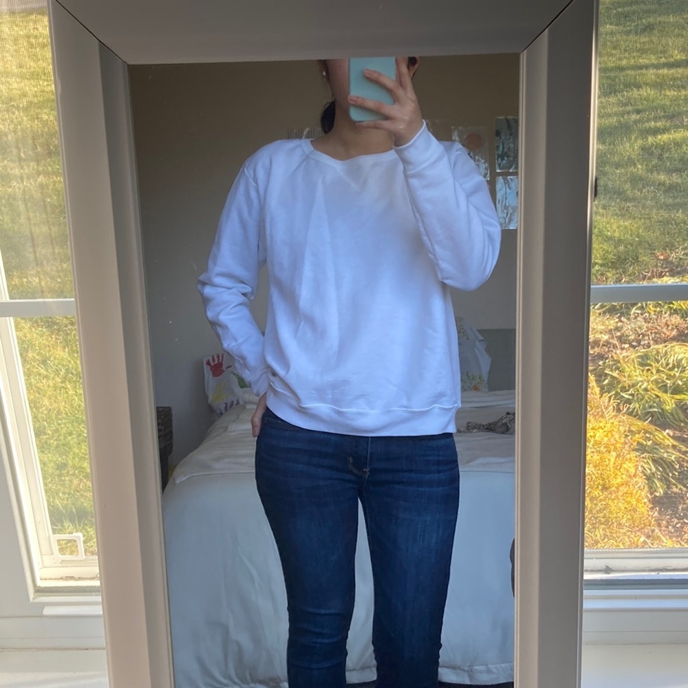 Hanes Ecosmart Soft Crewneck White Sweatshirt Sweater